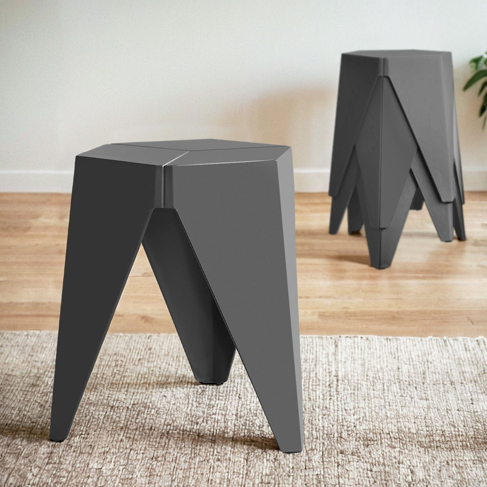 Puzzle 4PC Stackable Bar Stools Grey