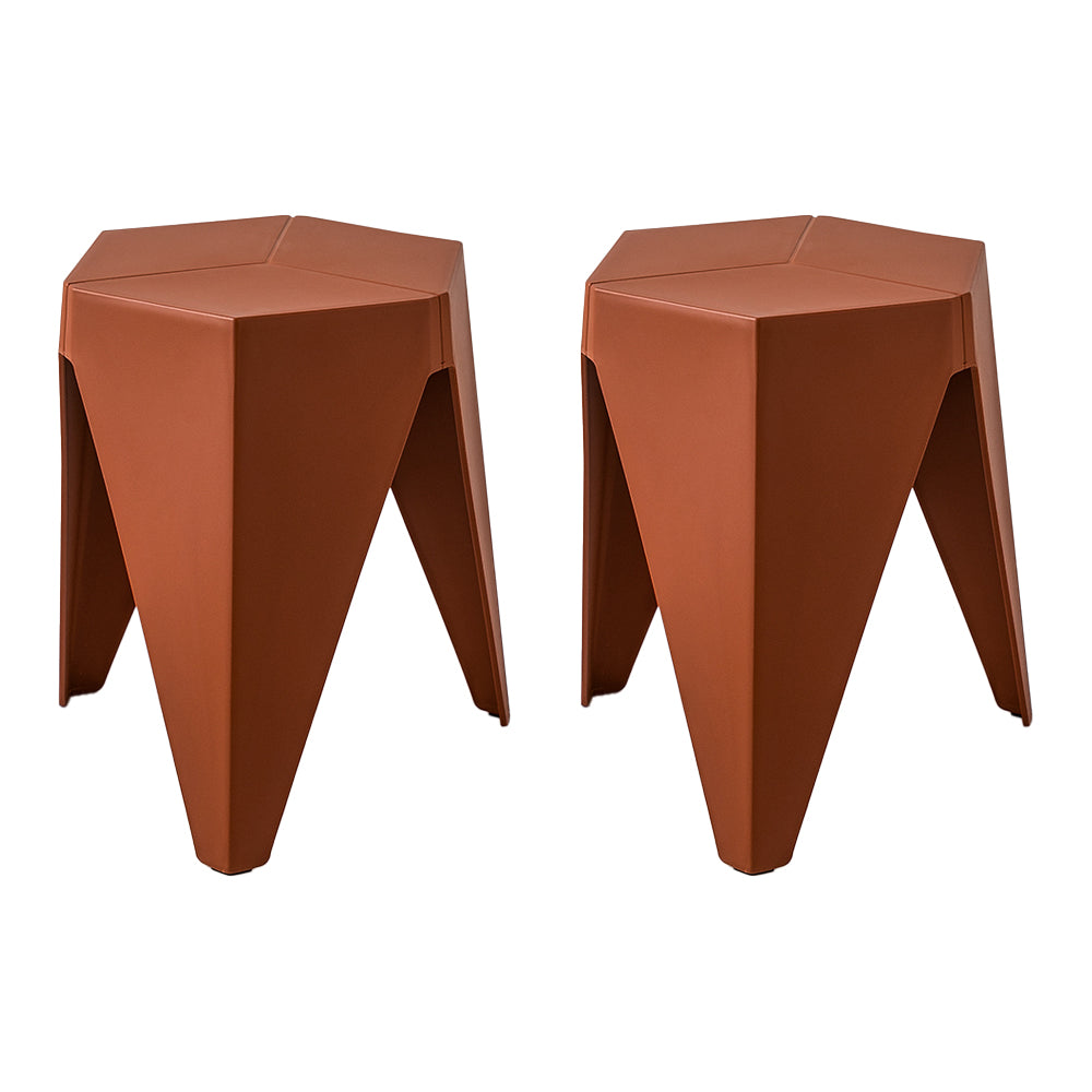 Puzzle Red Bar Stools Set of 2 Plastic Stackable