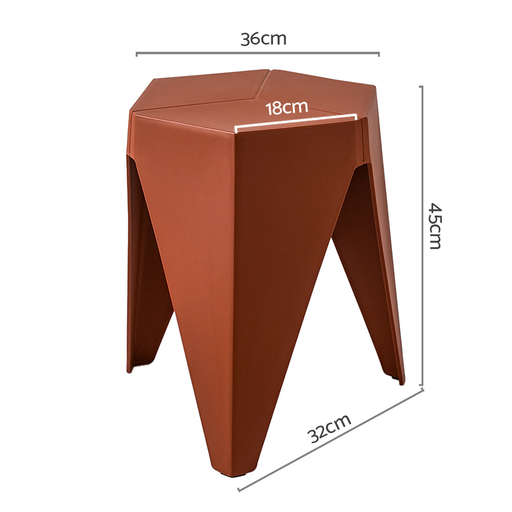Puzzle Red Bar Stools Set of 2 Plastic Stackable