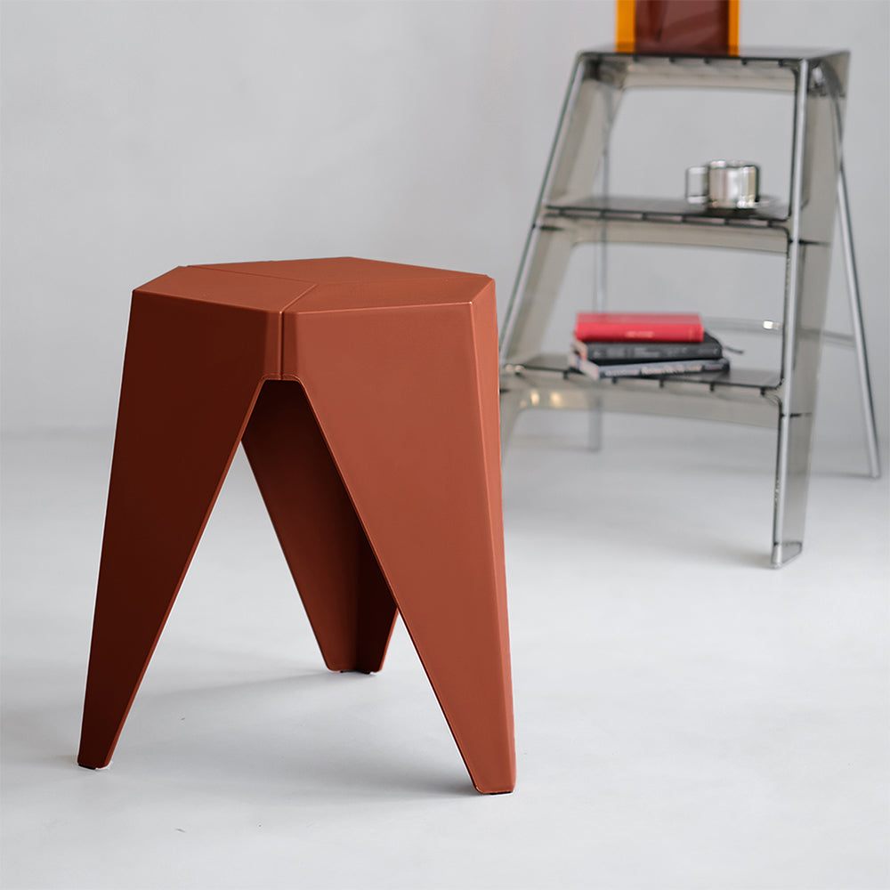 Puzzle Red Bar Stools Set of 2 Plastic Stackable