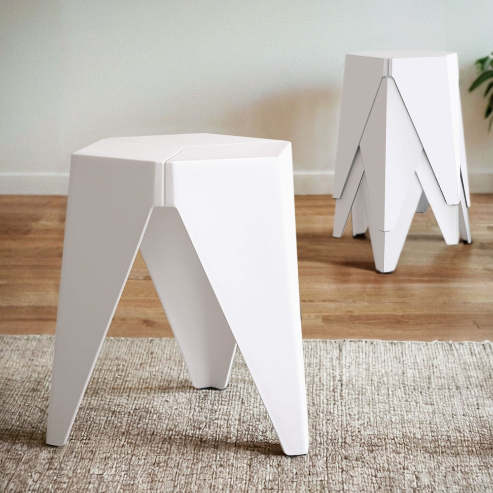Puzzle 4PC Stackable Bar Stools White