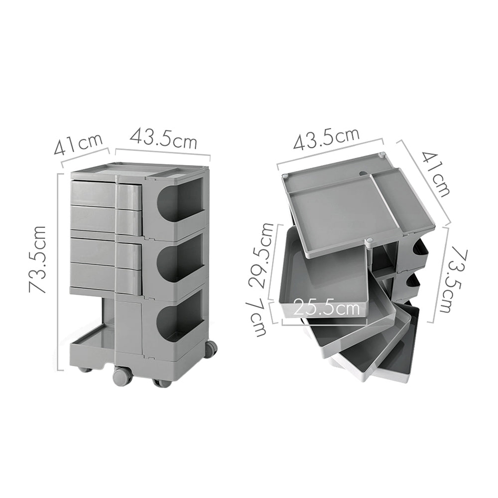 Boby Replica 5-Tier Storage Trolley Bedside Table Grey