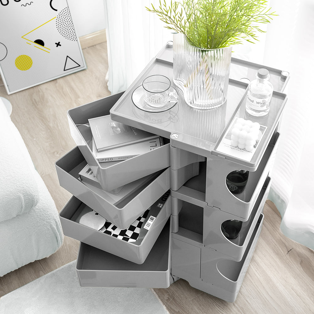 Boby Replica 5-Tier Storage Trolley Bedside Table Grey