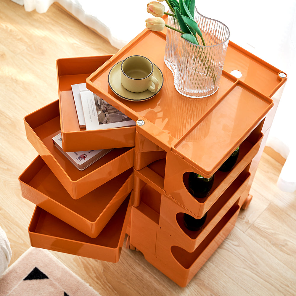 Boby 5-Tier Storage Trolley Bedside Table Orange