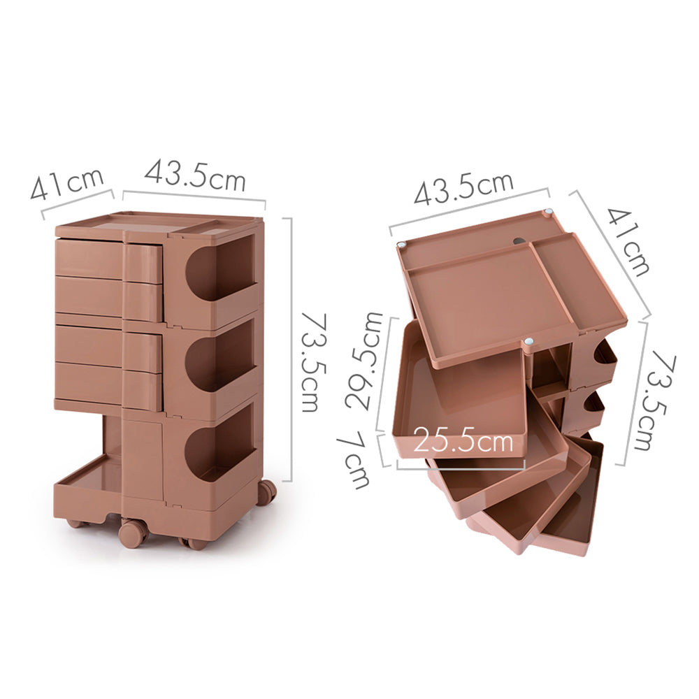 ArtissIn 5-Tier Storage Trolley Bedside Table Pink