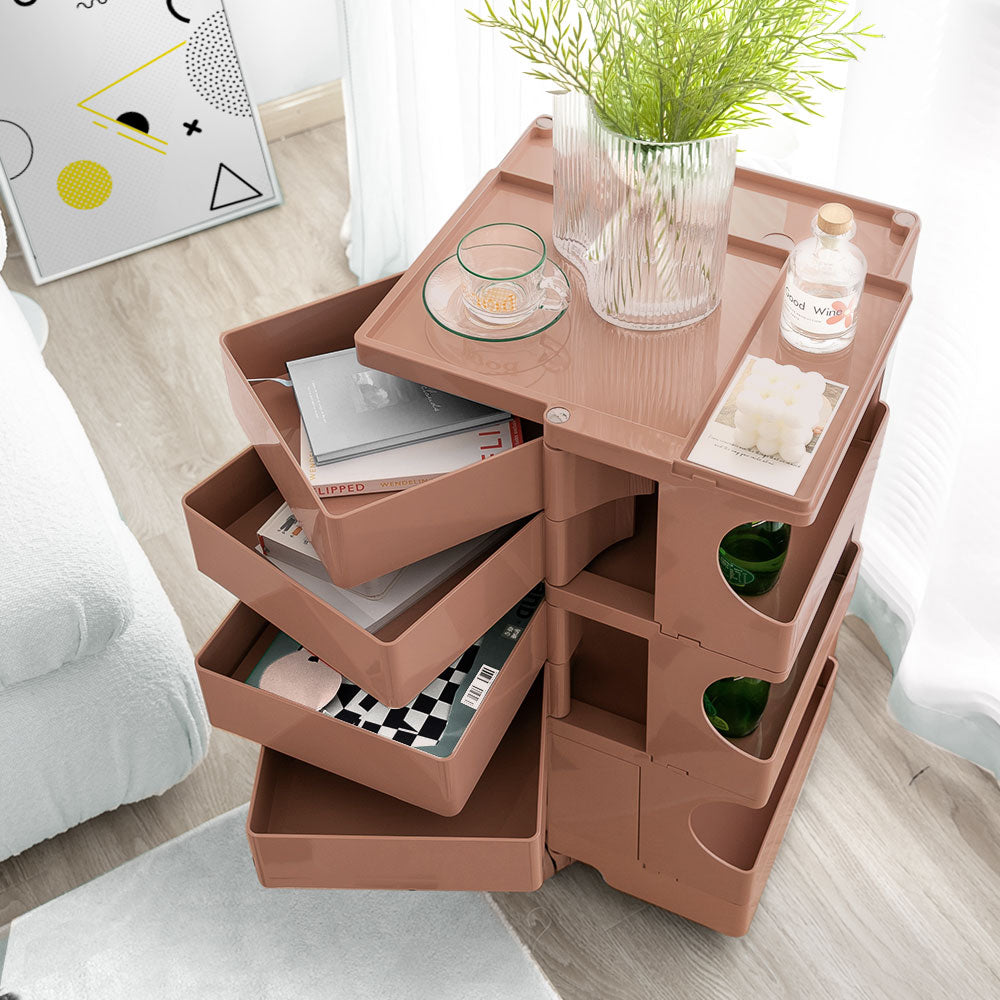 ArtissIn 5-Tier Storage Trolley Bedside Table Pink