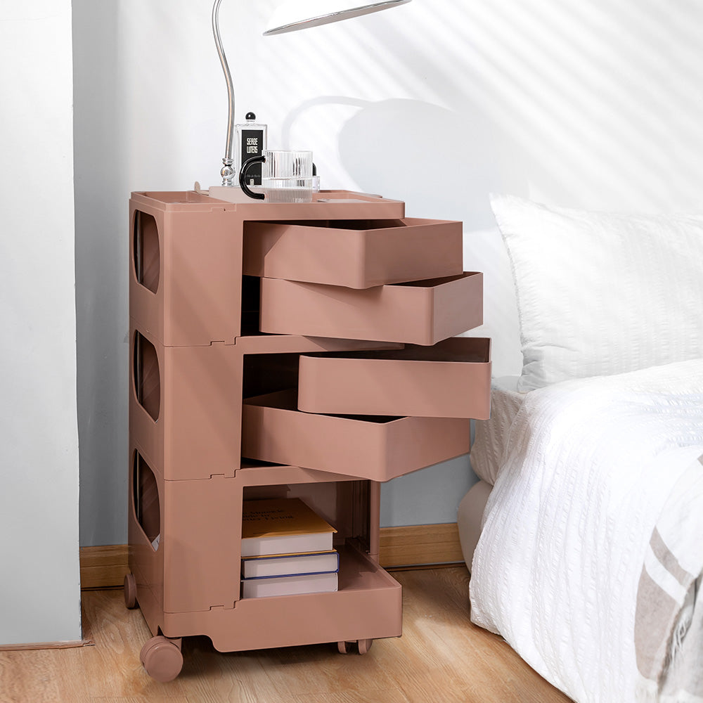 ArtissIn 5-Tier Storage Trolley Bedside Table Pink