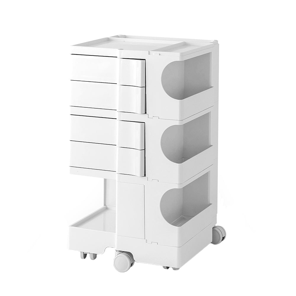 Artiss 5-Tier Storage Trolley Bedside Table White