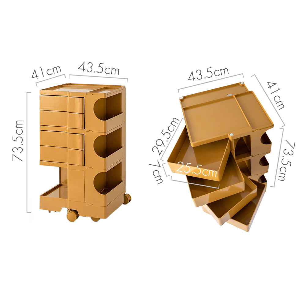 ArtissIn 5-Tier Storage Trolley Bedside Table Boby Replica Yellow
