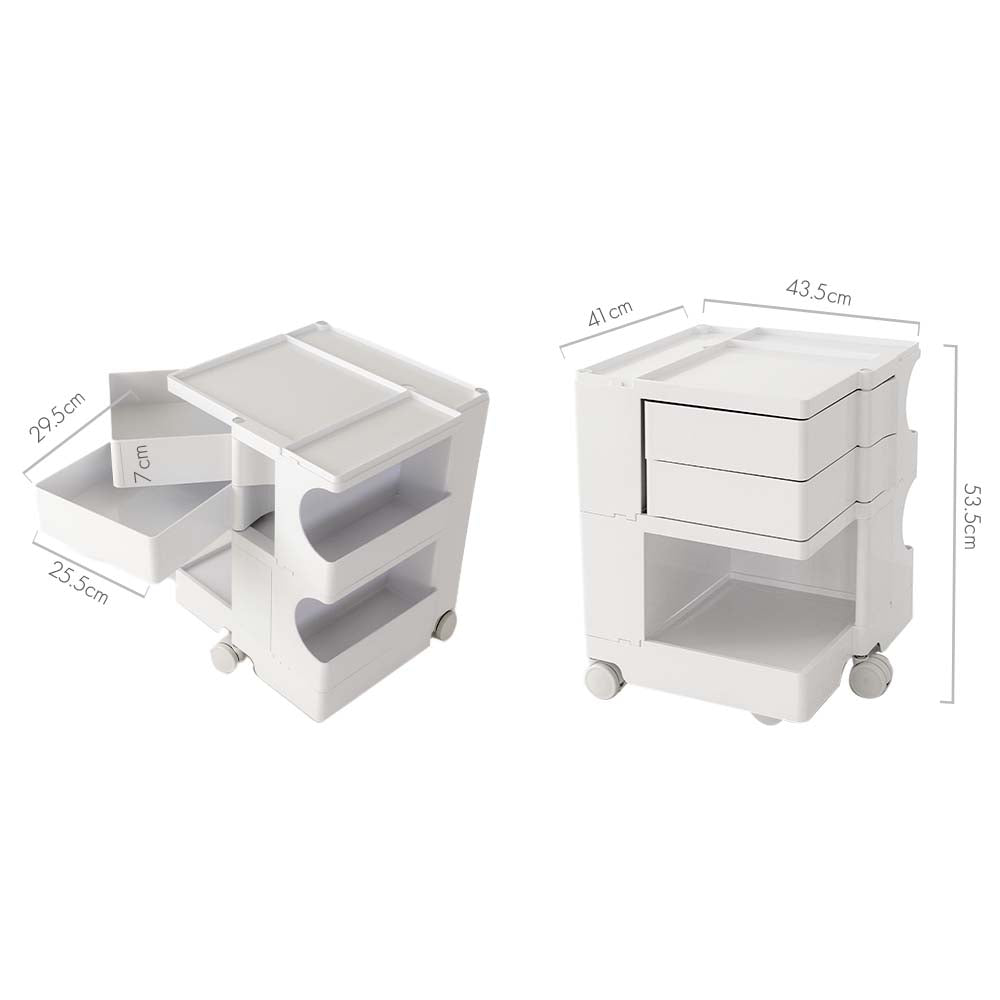 Boby Replica 3-Tier Bedside Storage Trolley White