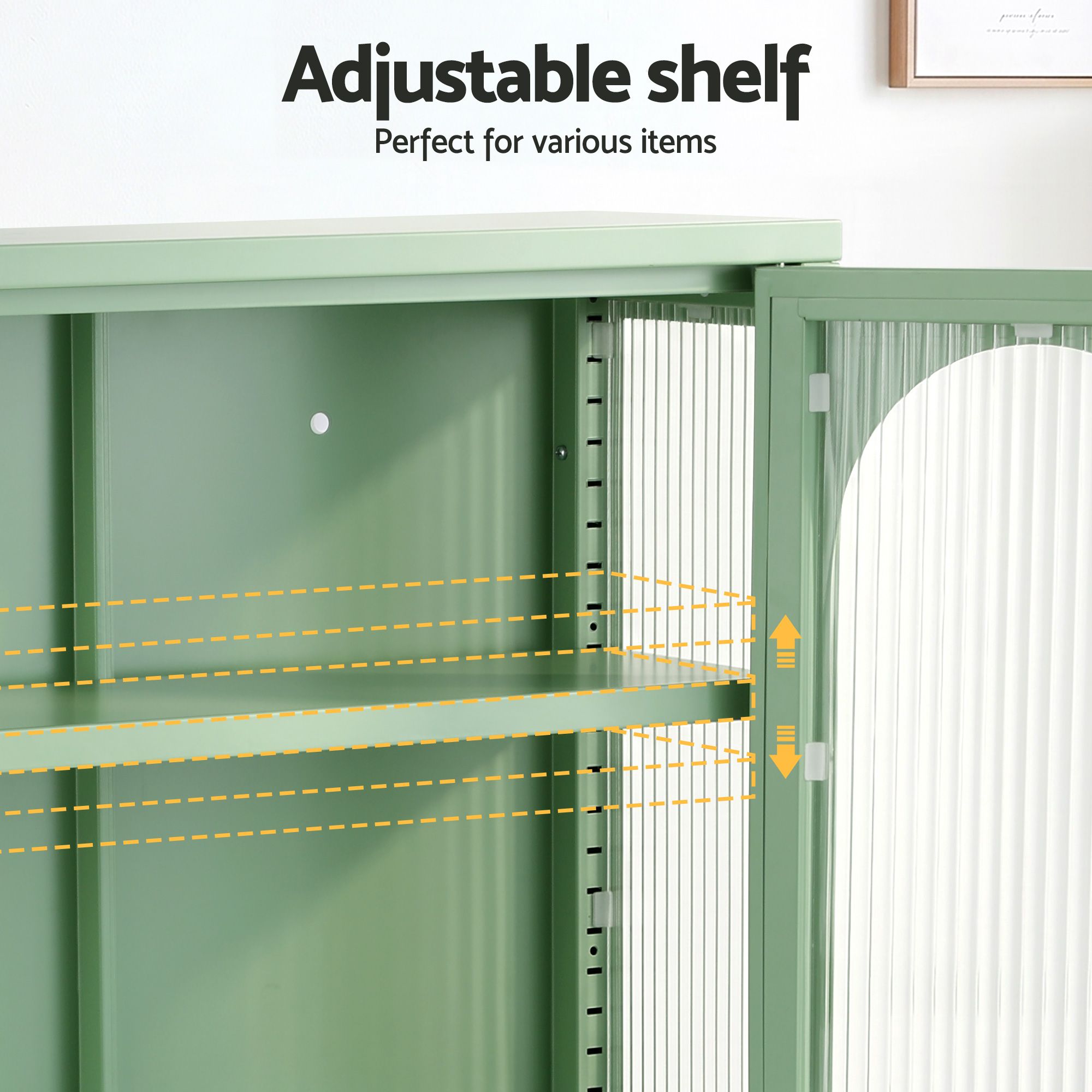 Artiss Buffet Cabinet Sideboards X2 Wall Mounted Fluted Display Storage Green