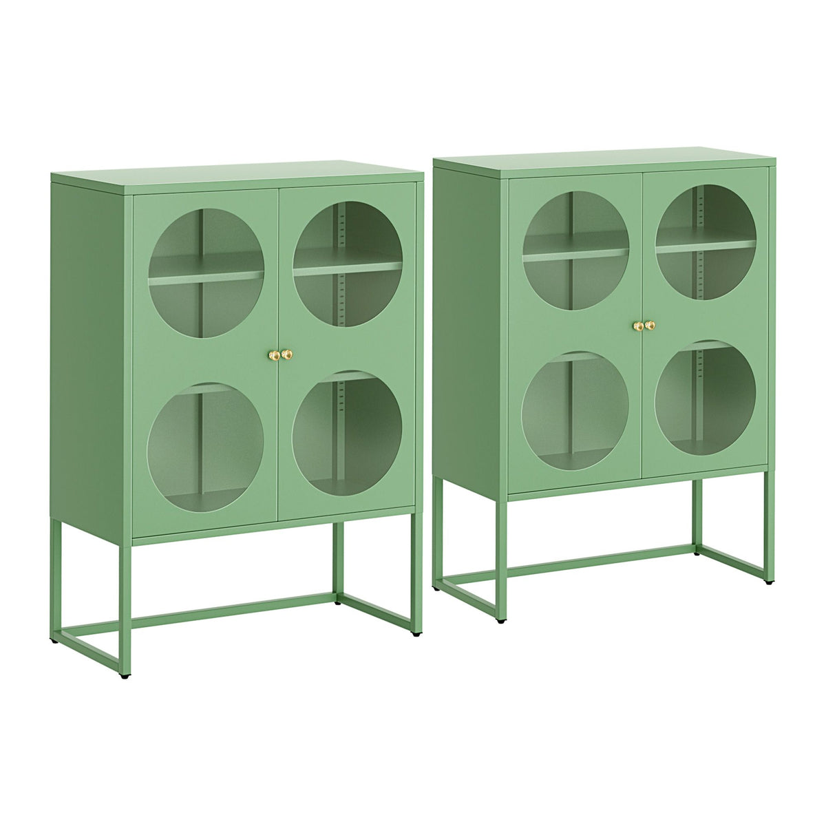 Ella 2 Door Buffet Sideboard Cabinet with Glass Doors Green