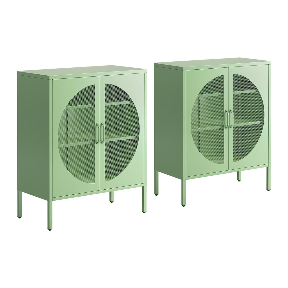 Elsa 2 Door Buffet Sideboard Cabinet Mesh Doors Metal Green