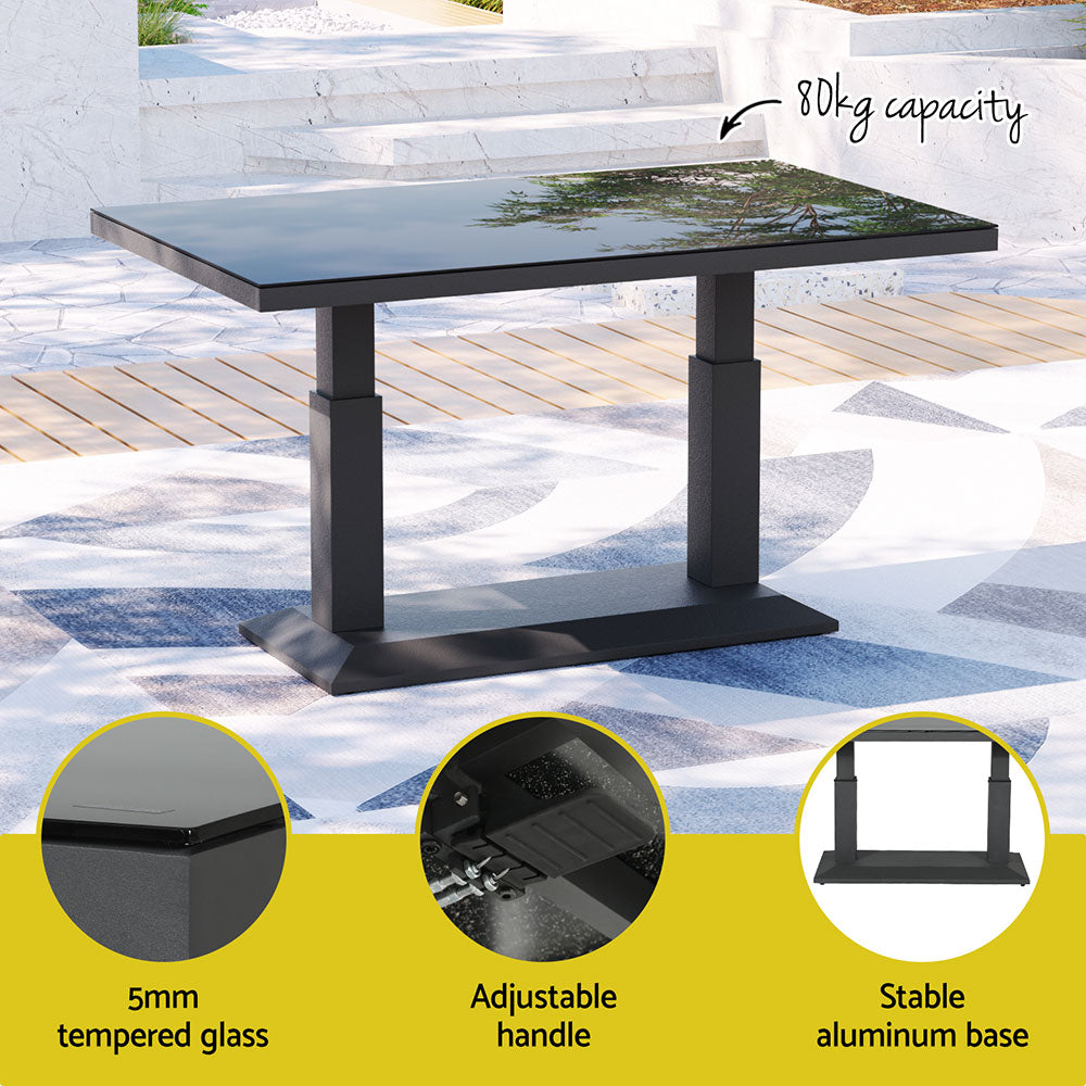Gardeon 7-Seater Outdoor Lounge Set Aluminium Black/Grey