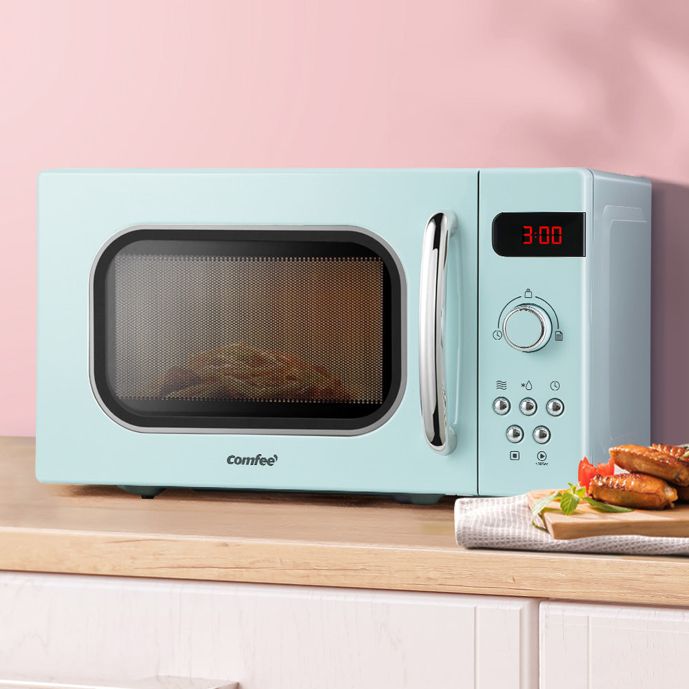 Comfee 20L Microwave Oven 800W Pastel Green Retro Design