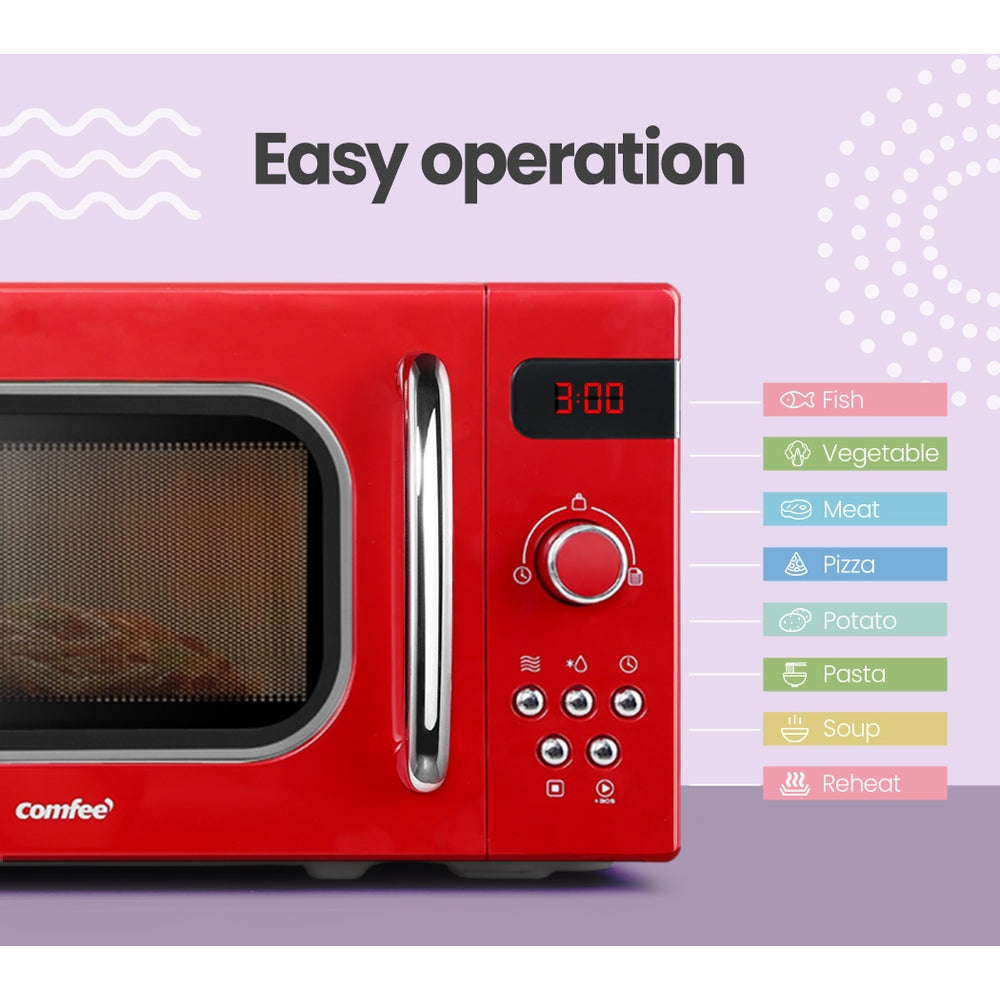 Comfee 20L Microwave Oven 800W Red Retro Design