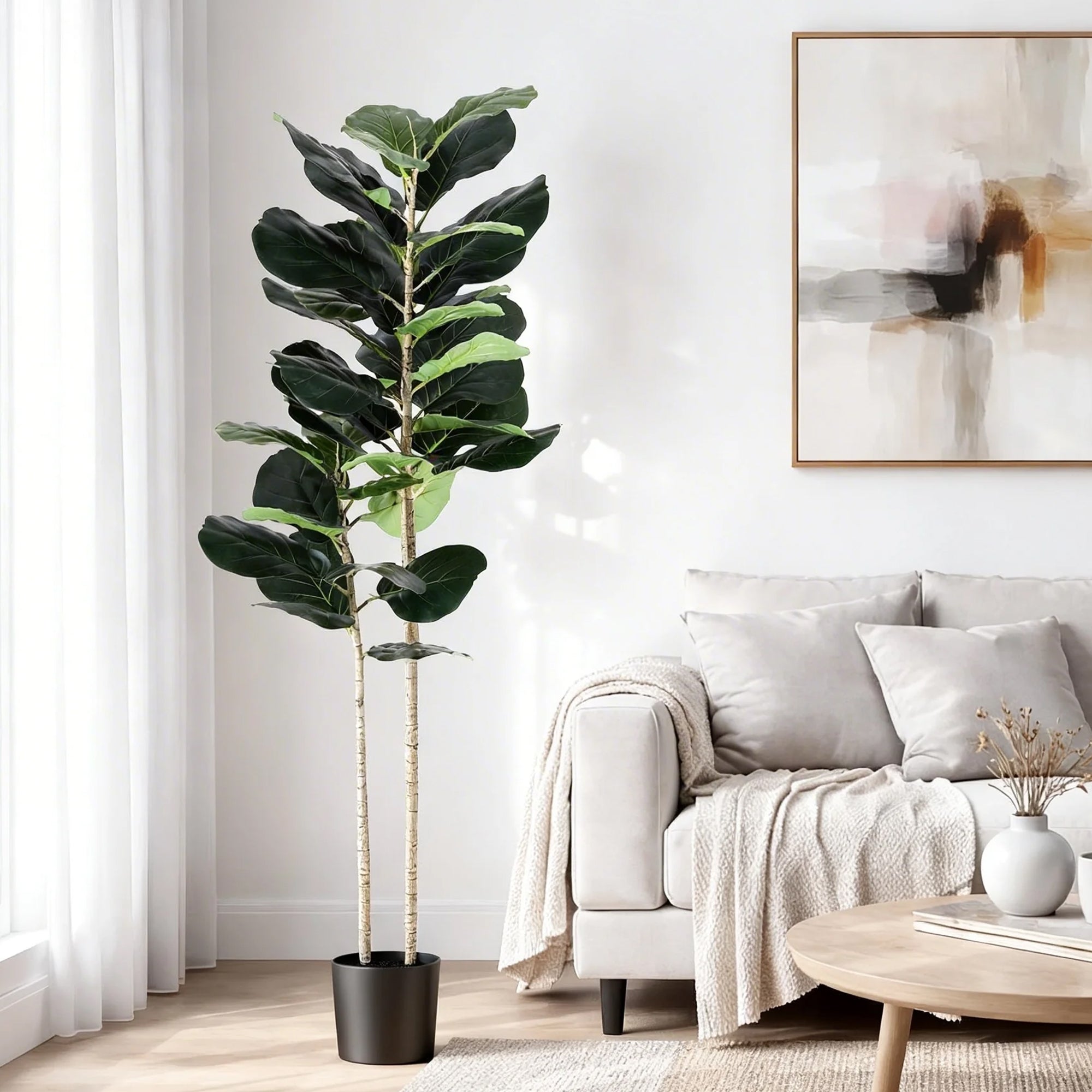 Artiss 150cm Artificial Fiddle Tree Faux Trees Indoor Decor Artificial Plants Lifelike Plant 1.5M