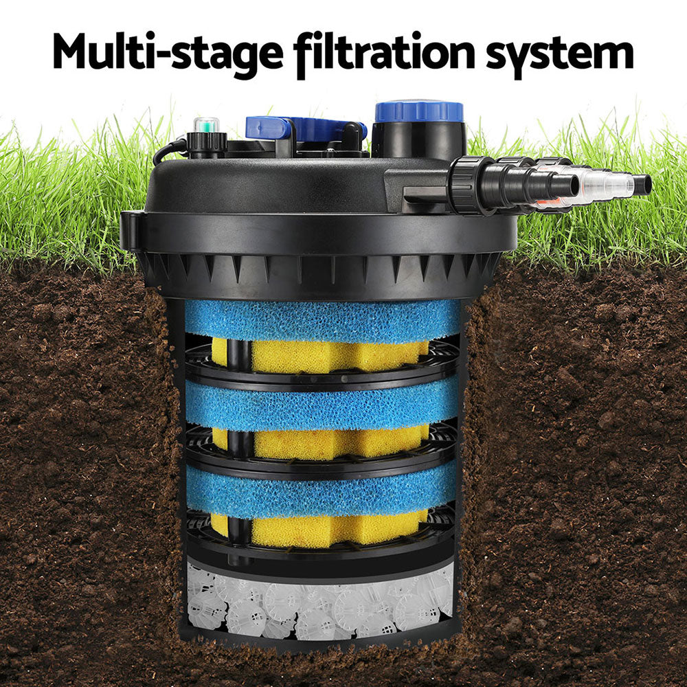 Giantz 10000L/H Aquarium Canister Filter UV Sterilisation Black