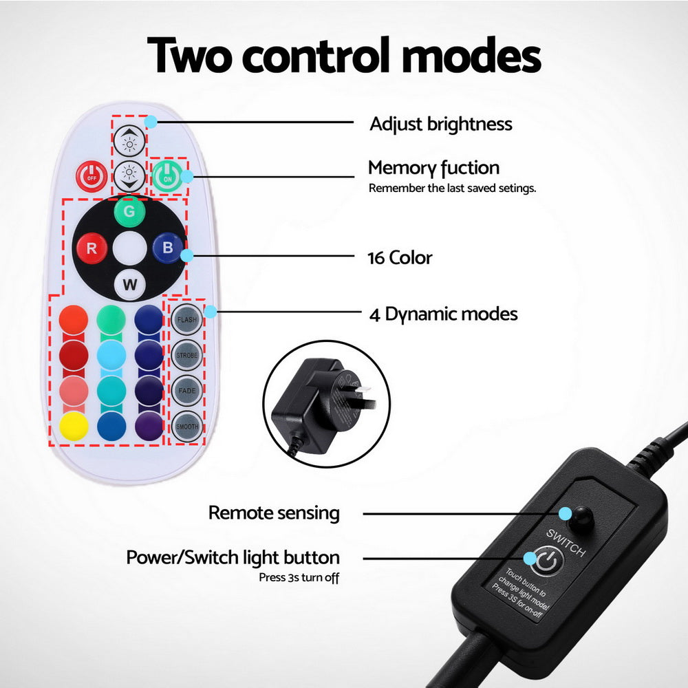 i.Pet 67CM Submersible LED Aquarium Bubble Light 16-Colour Remote