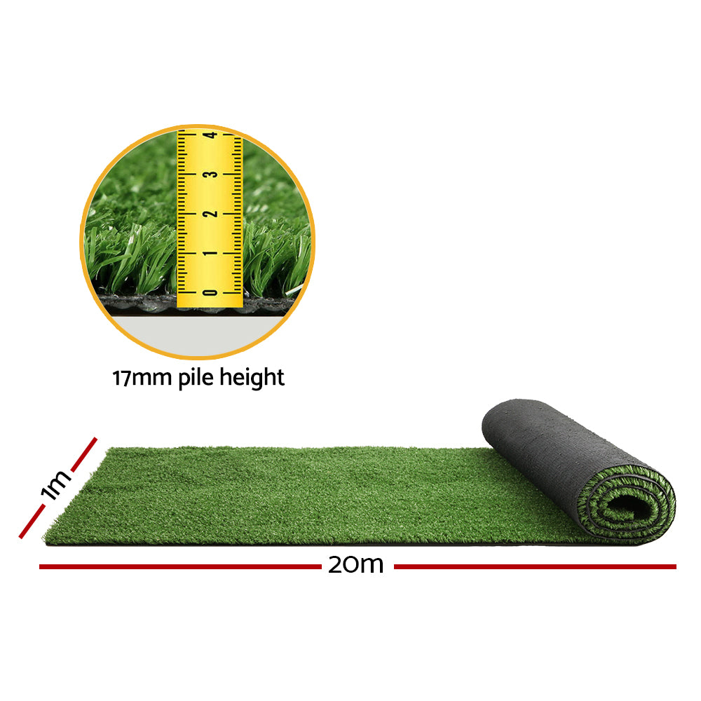 Prime Turf 1x20m Artificial Grass 17mm Olive Green