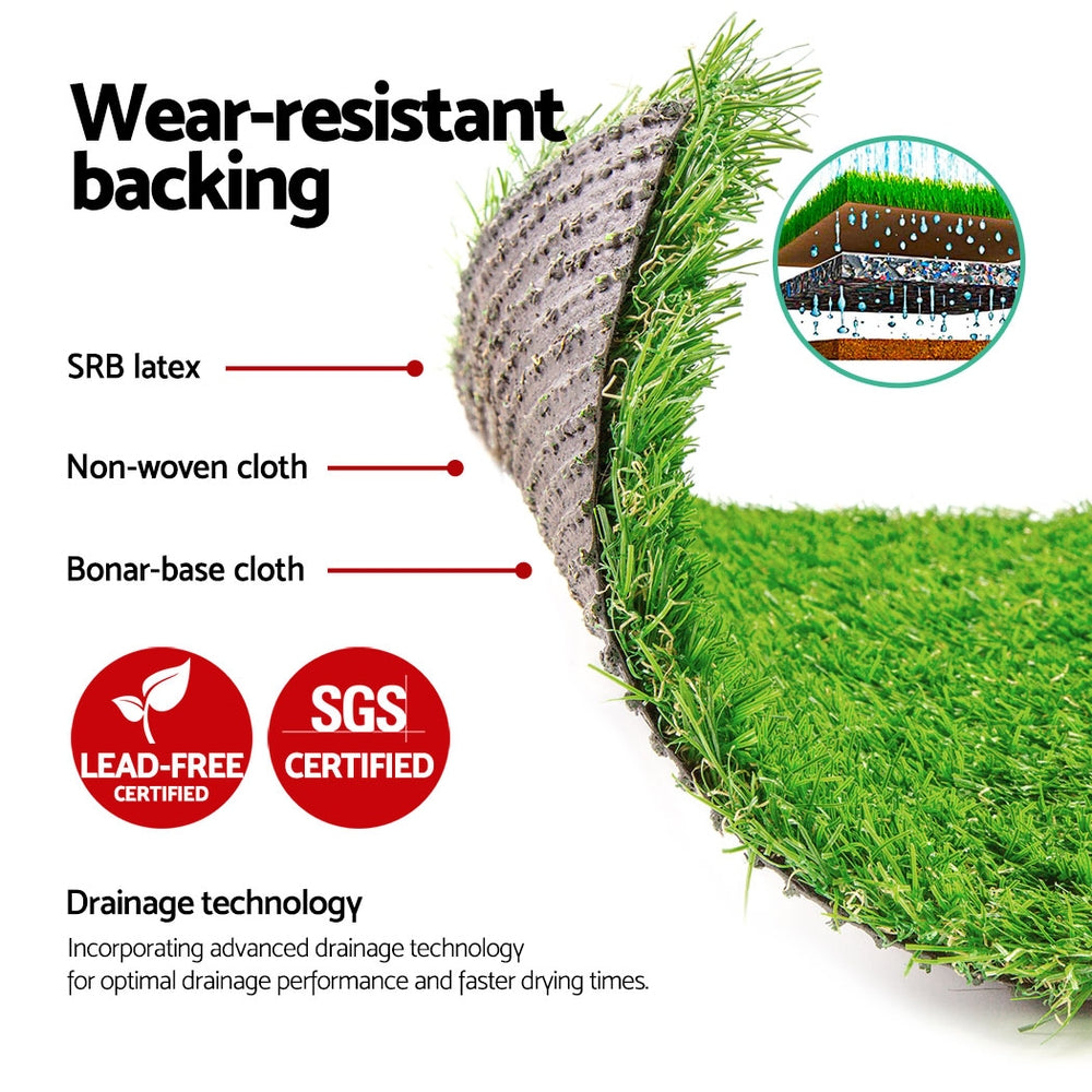 Prime Turf 10sqm Artificial Grass 20mm 4-Tone Synthetic Lawn