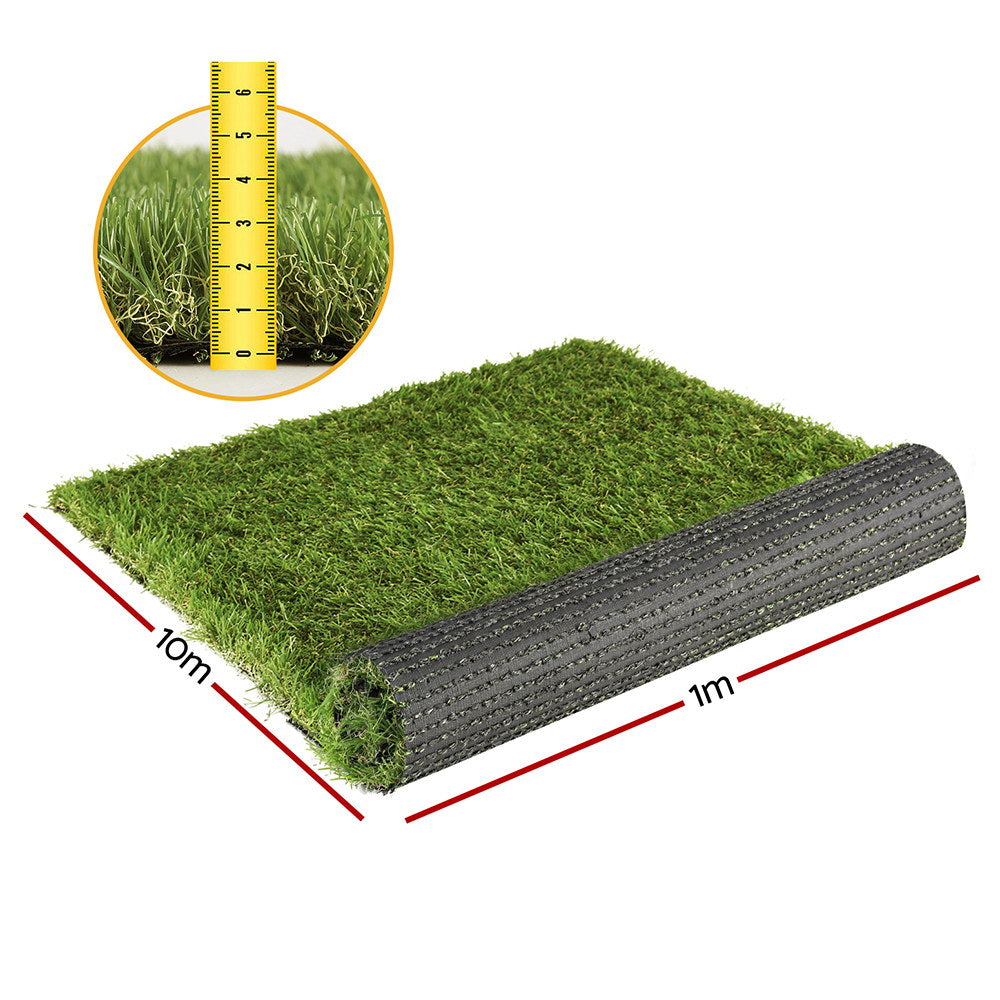 Prime Turf 1x10m Artificial Grass 35mm 4-Colour Synthetic Lawn