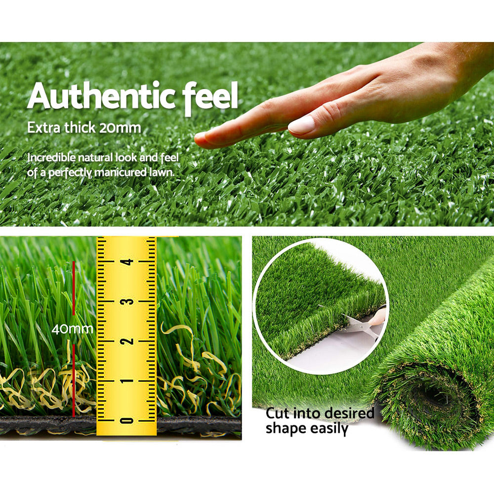 Prime Turf 2x5m Artificial Grass 40mm 4-Colour Synthetic Lawn