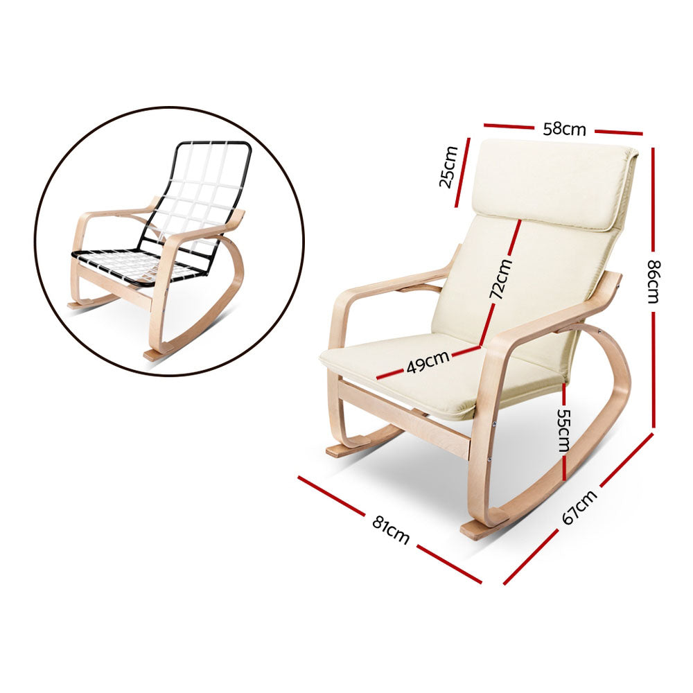 Aero Bentwood Rocking Armchair Nursing Beige