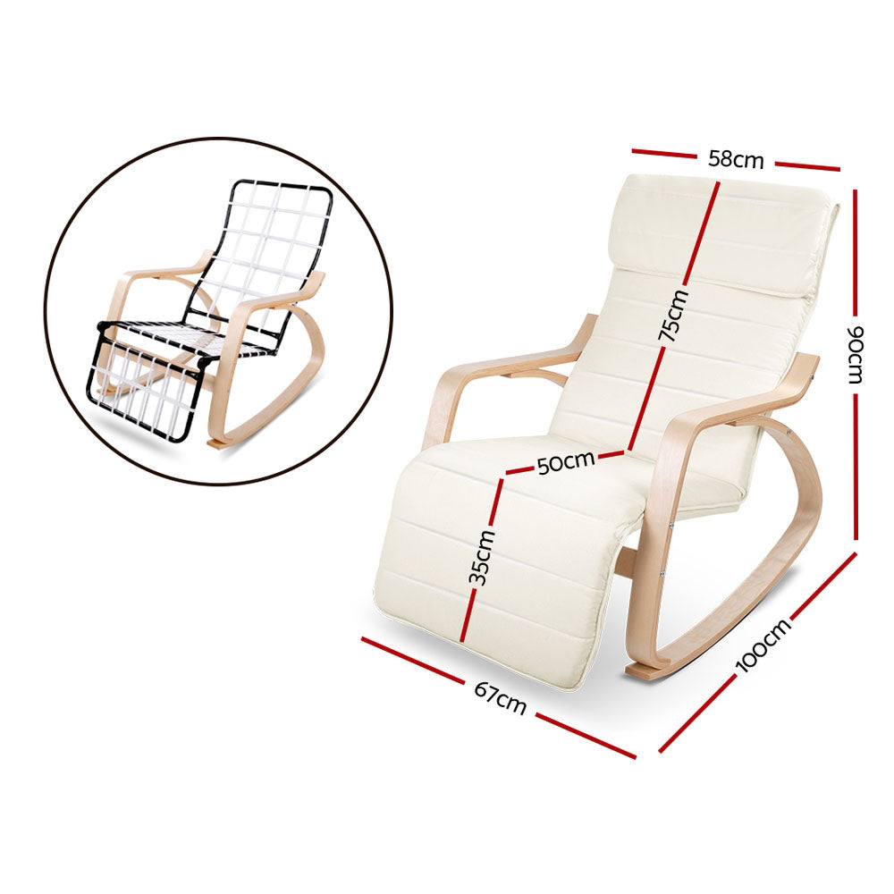 Afton Rocking Armchair with Footrest Nursing Beige