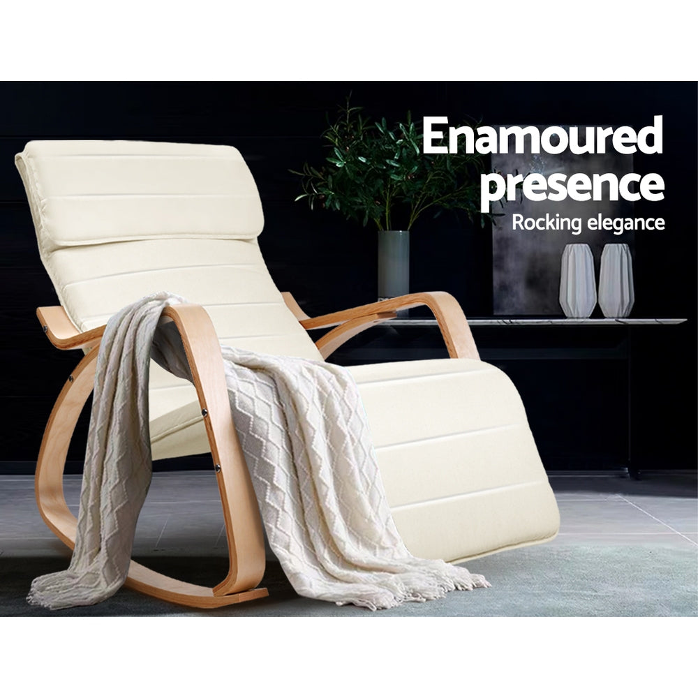 Afton Rocking Armchair with Footrest Nursing Beige