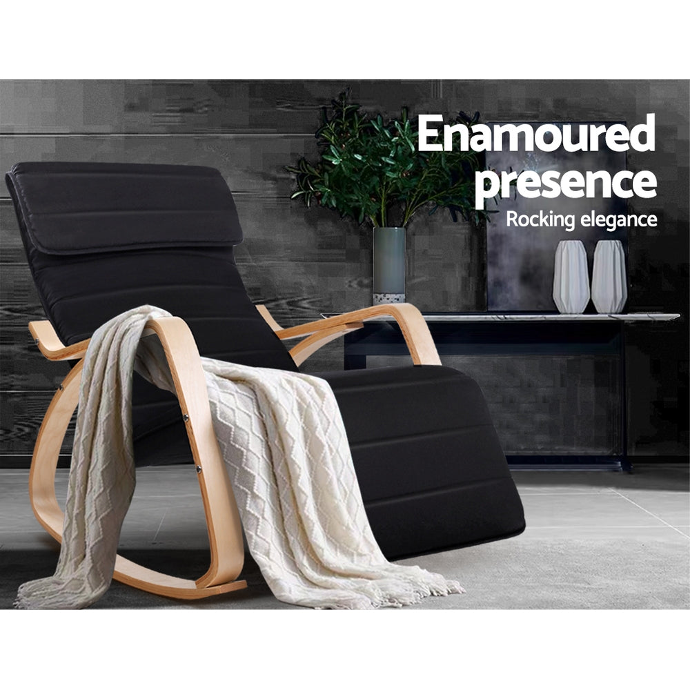 Afton Rocking Armchair with Footrest Black