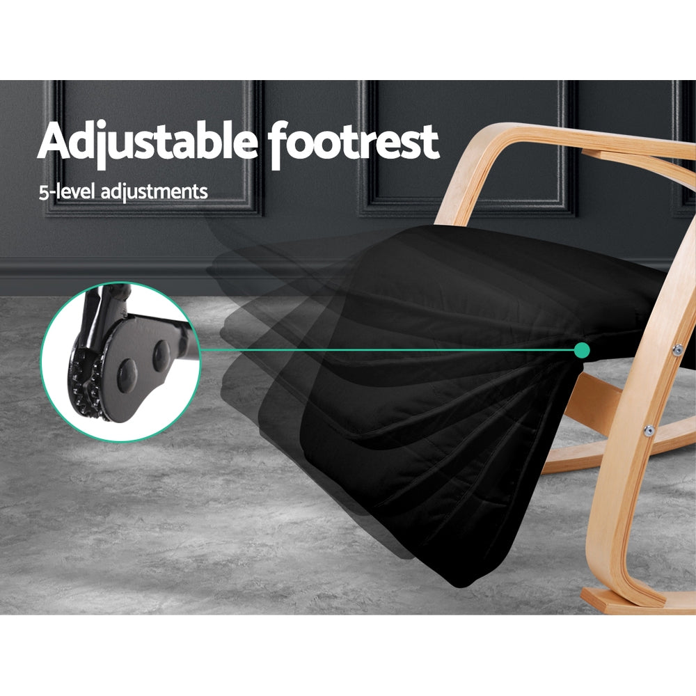 Afton Rocking Armchair with Footrest Black
