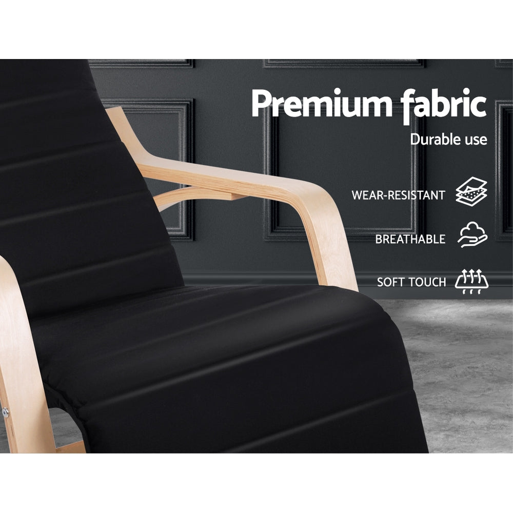 Afton Rocking Armchair with Footrest Black