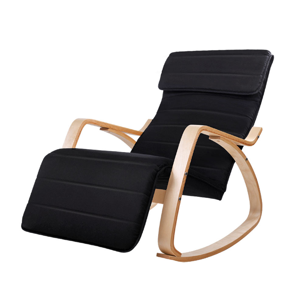 Afton Rocking Armchair with Footrest Black