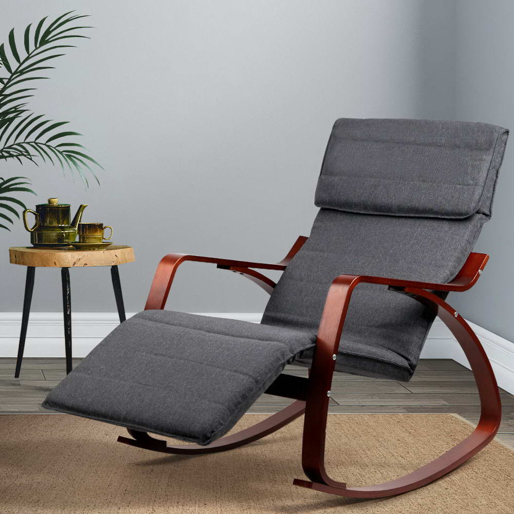 Afton Rocking Armchair with Adjustable Footrest Charcoal