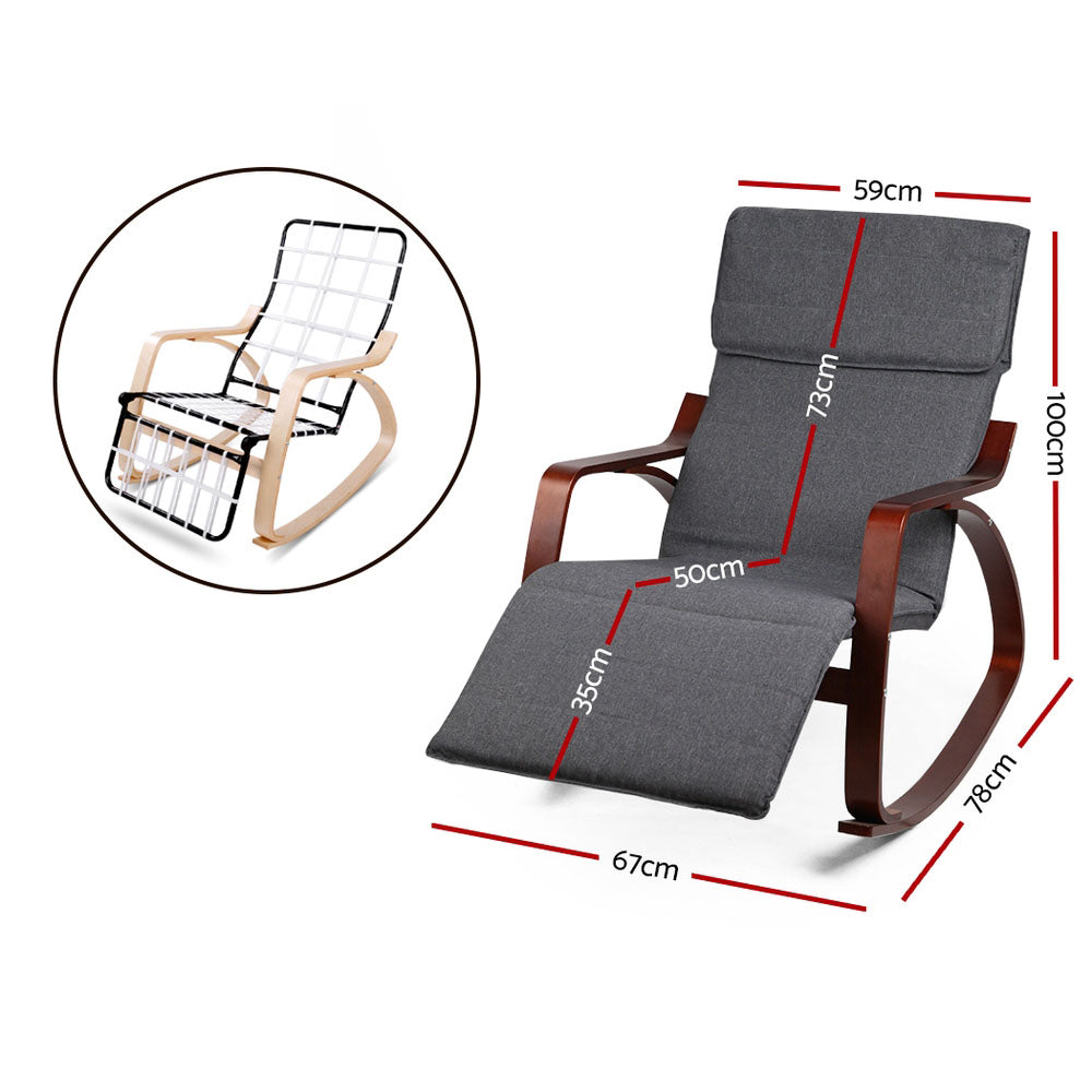 Afton Rocking Armchair with Adjustable Footrest Charcoal