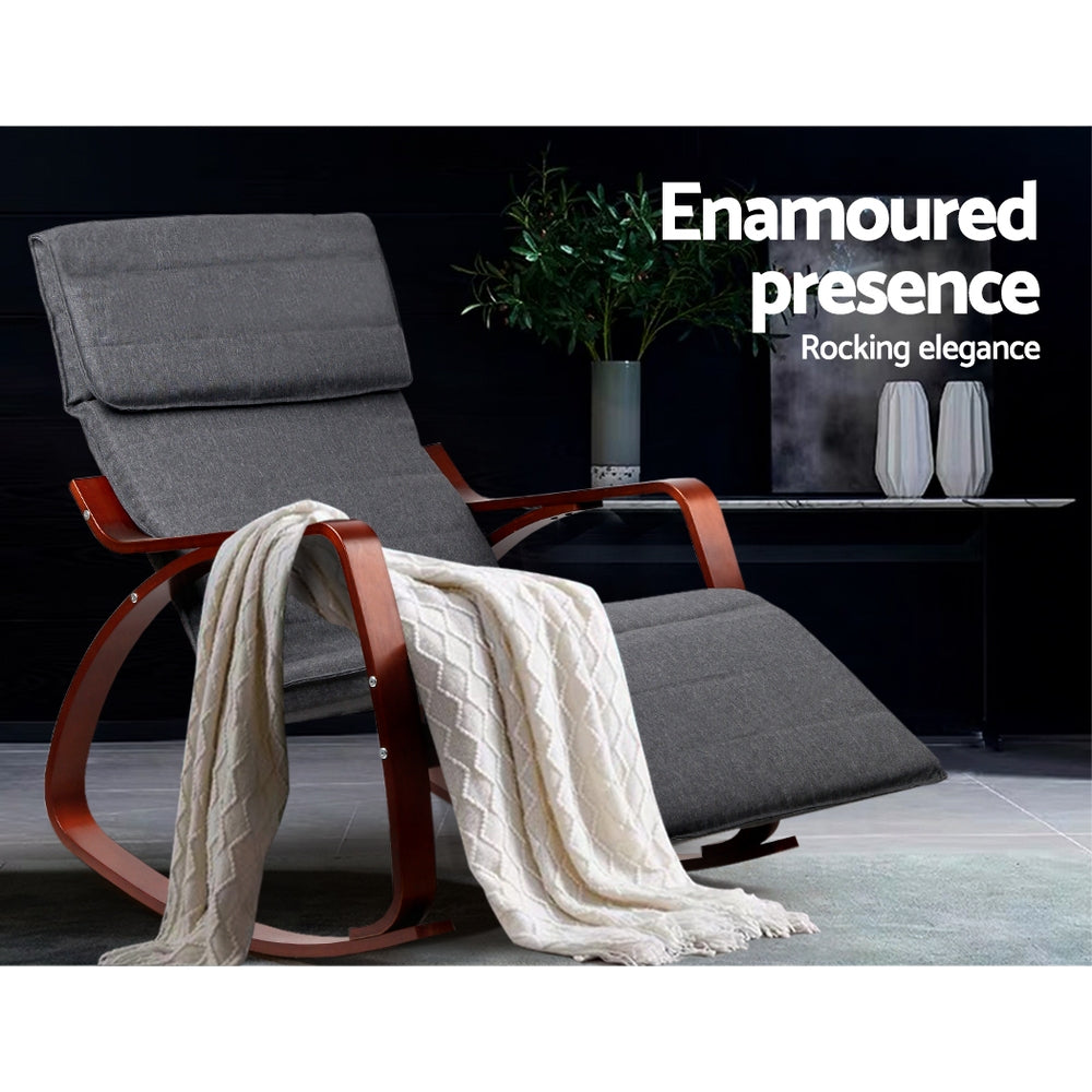 Afton Rocking Armchair with Adjustable Footrest Charcoal