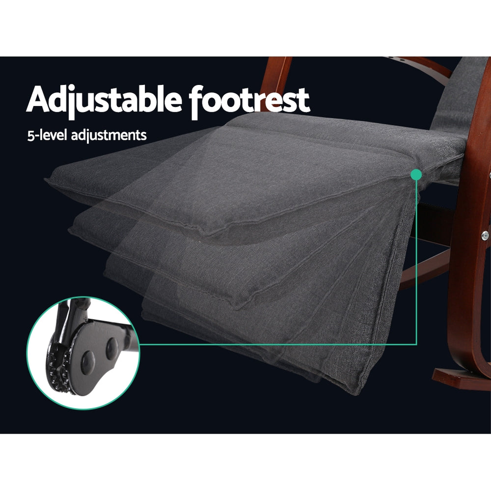 Afton Rocking Armchair with Adjustable Footrest Charcoal
