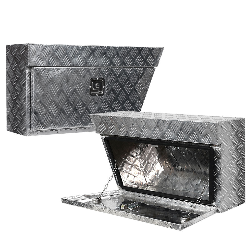Giantz Aluminium Ute Tool Box Pair Under Tray Storage Lock Silver