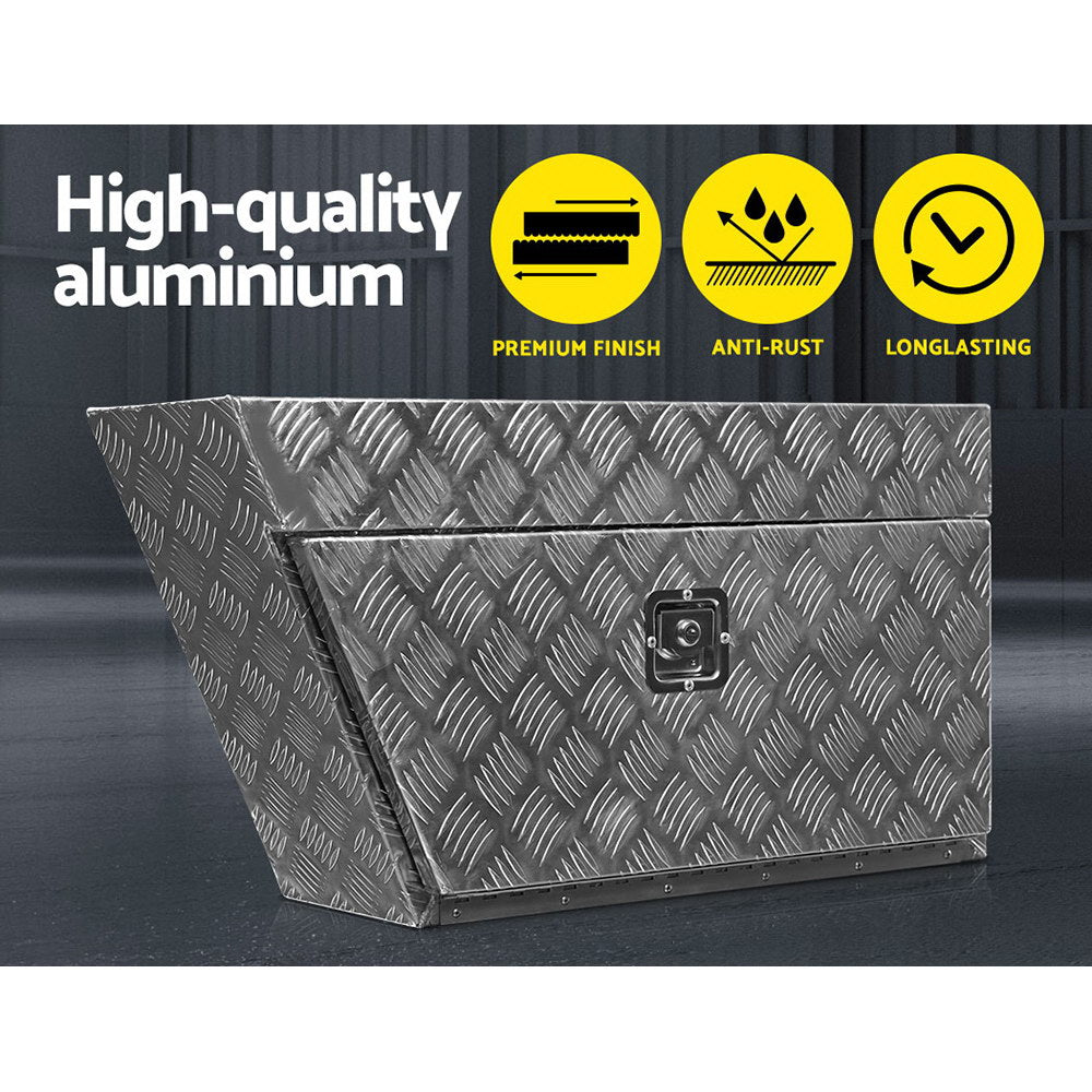 Giantz Aluminium Ute Tool Box Pair Under Tray Storage Lock Silver