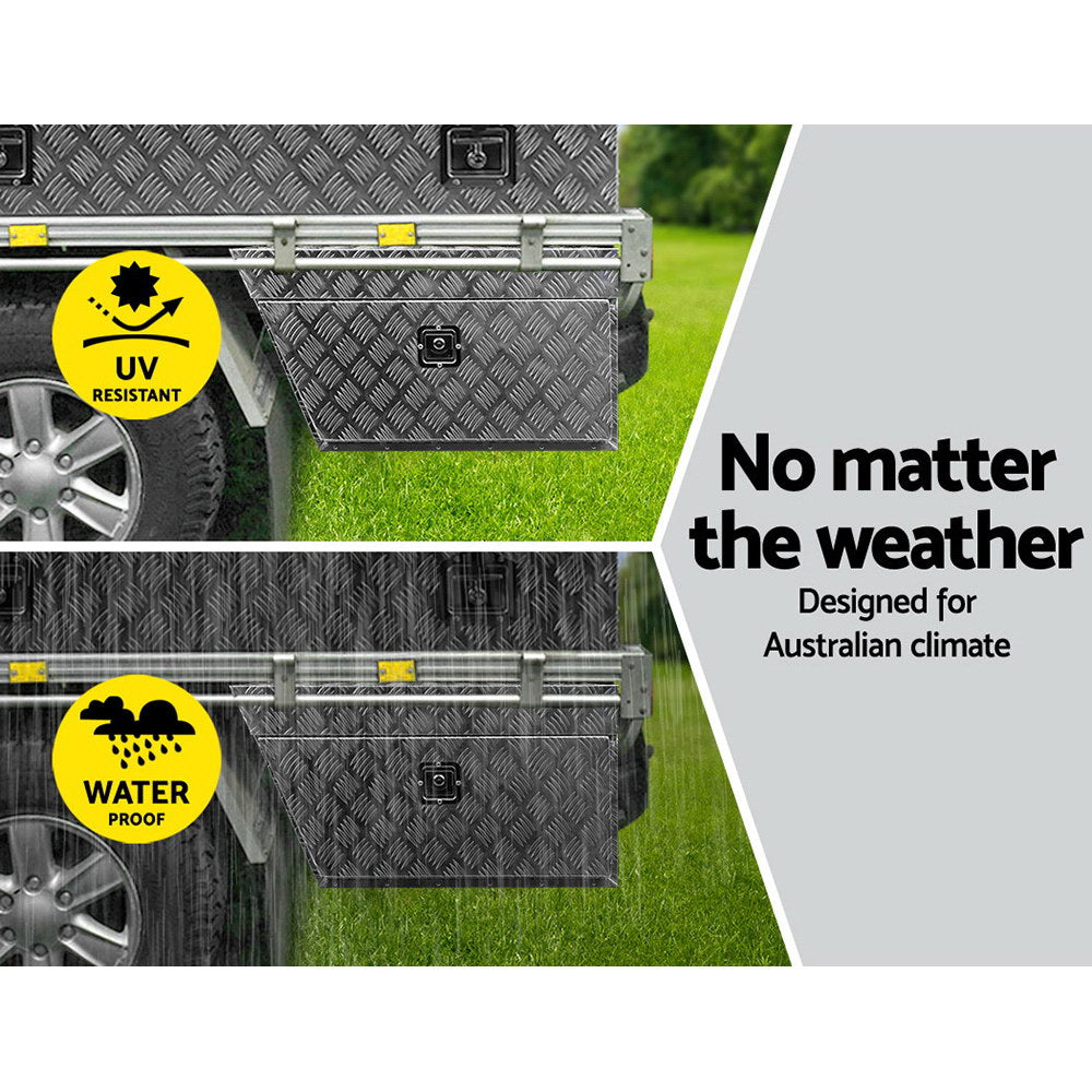 Giantz Aluminium Ute Tool Box Pair Under Tray Storage Lock Silver