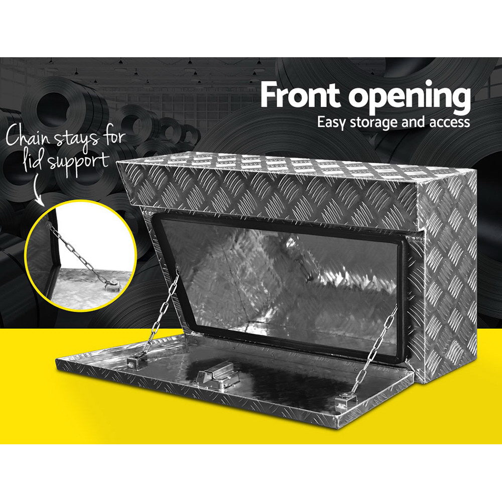 Giantz Aluminium Ute Tool Box Pair Under Tray Storage Lock Silver