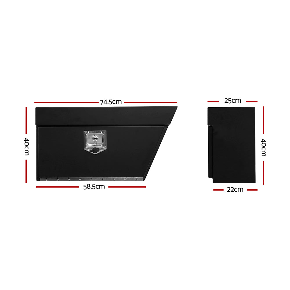 Giantz Undertray Ute Toolbox Steel Right Side Black