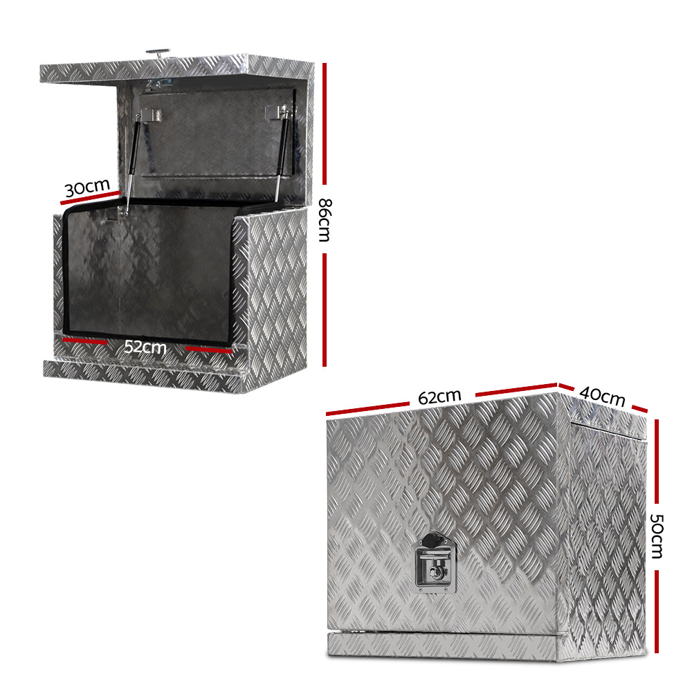 Giantz Aluminium Ute Tool Box Generator Storage Lock Silver