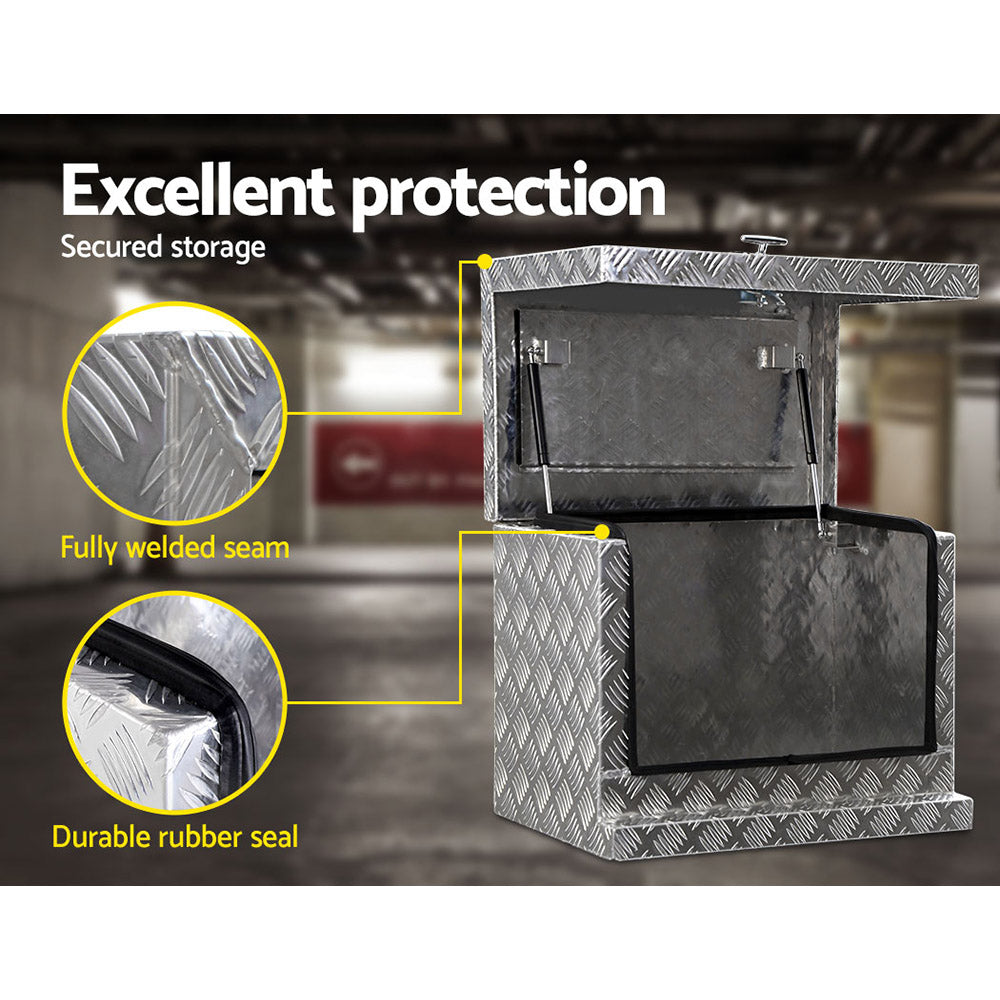 Giantz Aluminium Ute Tool Box Generator Storage Lock Silver