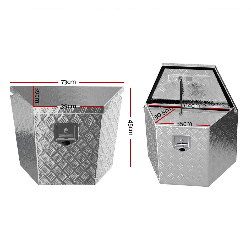 Giantz Aluminium Ute Tool Box Lockable Silver
