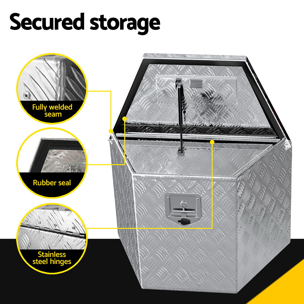 Giantz Aluminium Ute Tool Box Lockable Silver
