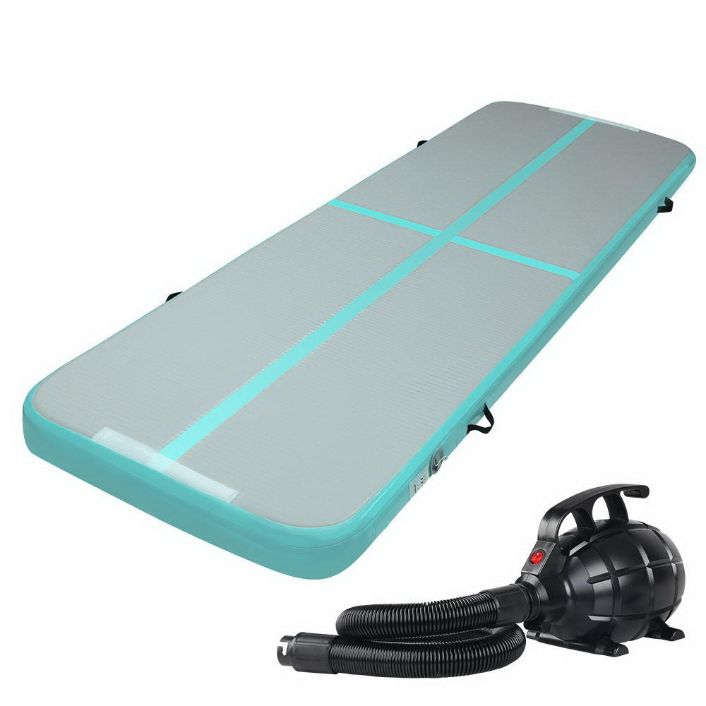 GoFun 3x1m Inflatable Air Track Mat with Pump Gymnastics Mint/Grey