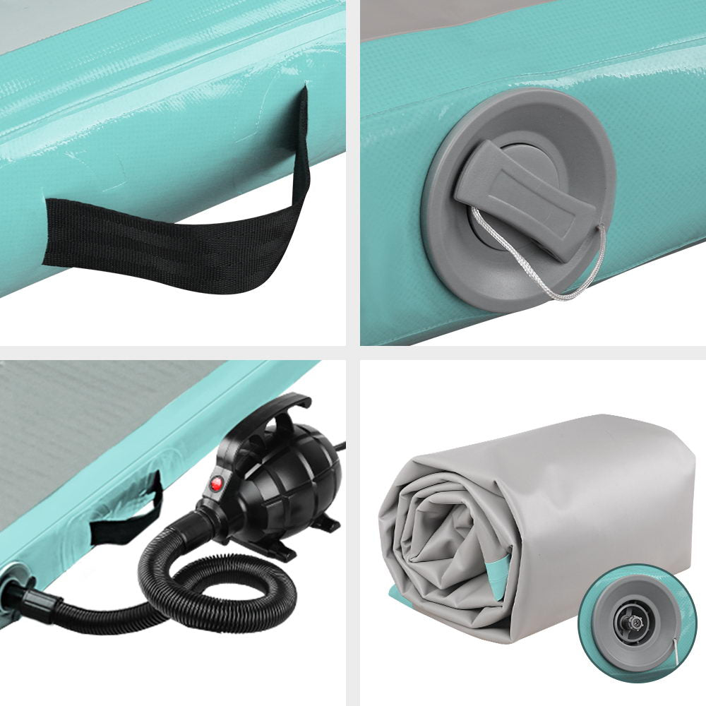 GoFun 3x1m Inflatable Air Track Mat with Pump Gymnastics Mint/Grey