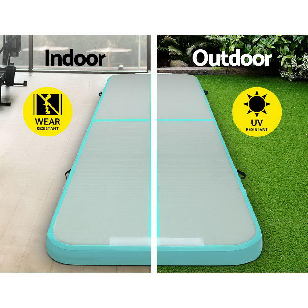 GoFun 3x1m Inflatable Air Track Mat with Pump Gymnastics Mint/Grey